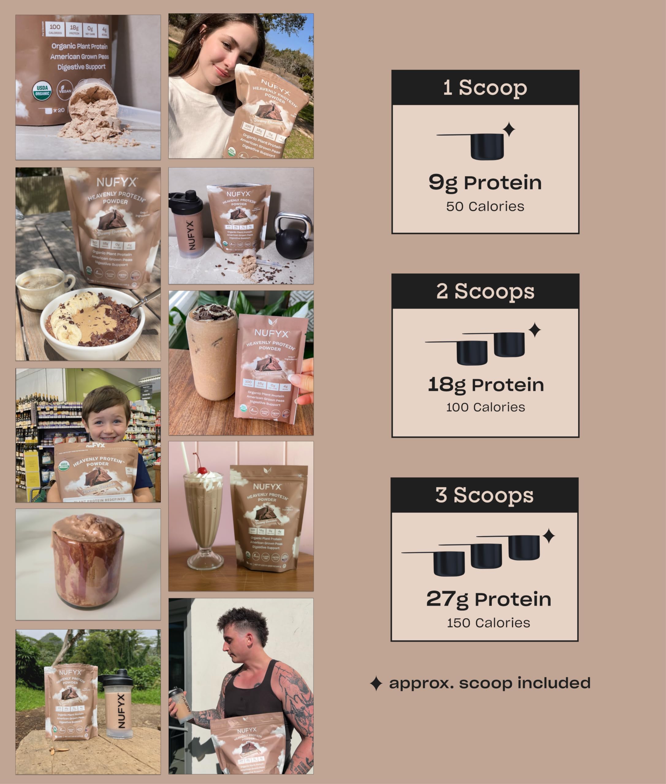 NUFYX Usos para familia: añade proteína a recetas y batidos para todos