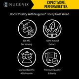Nugenix Esenciales Epimedium botella etiqueta, uso diario para energía de forma natural
