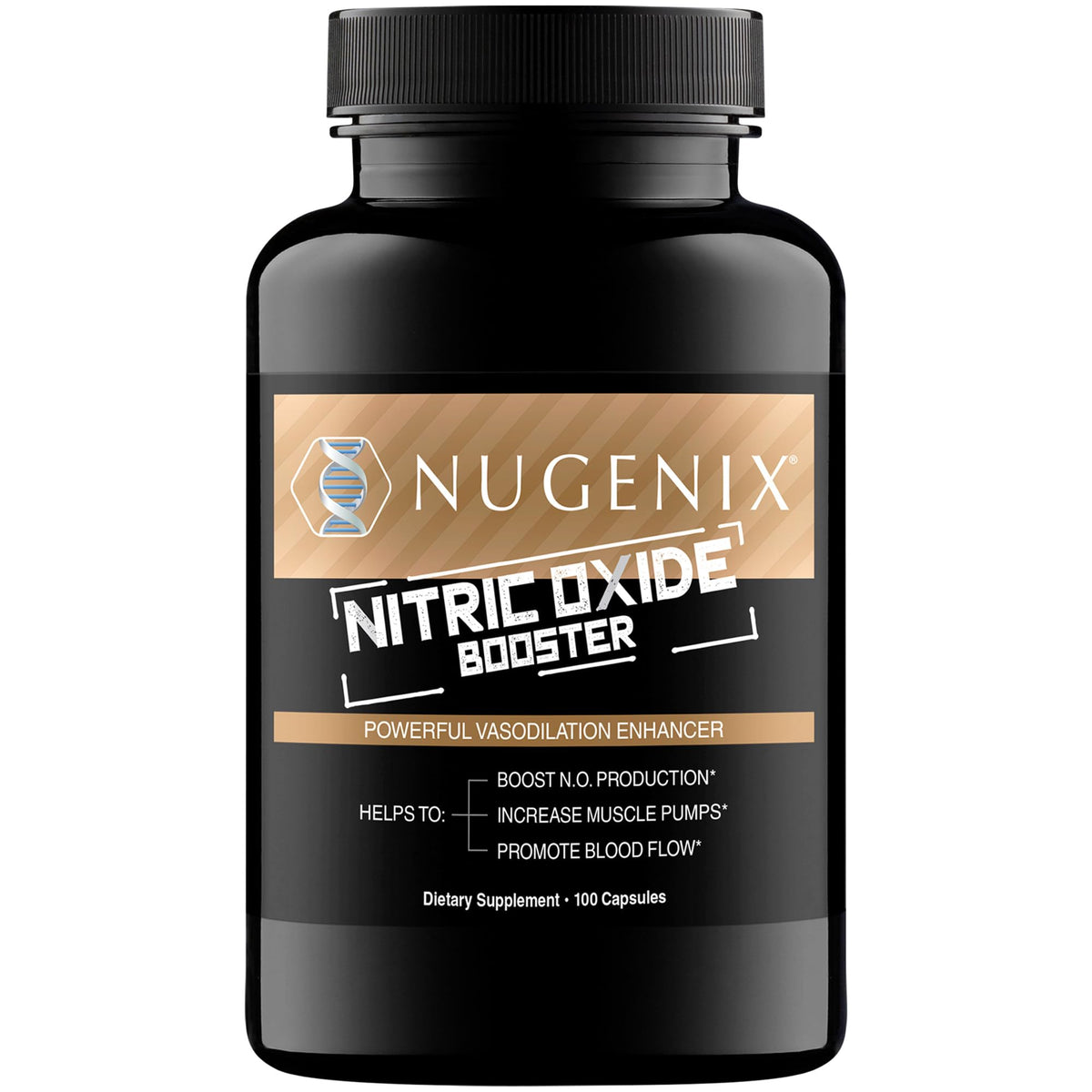 Nugenix Nitric Oxide, botella vertida, posible apoyo al flujo durante el entrenamiento