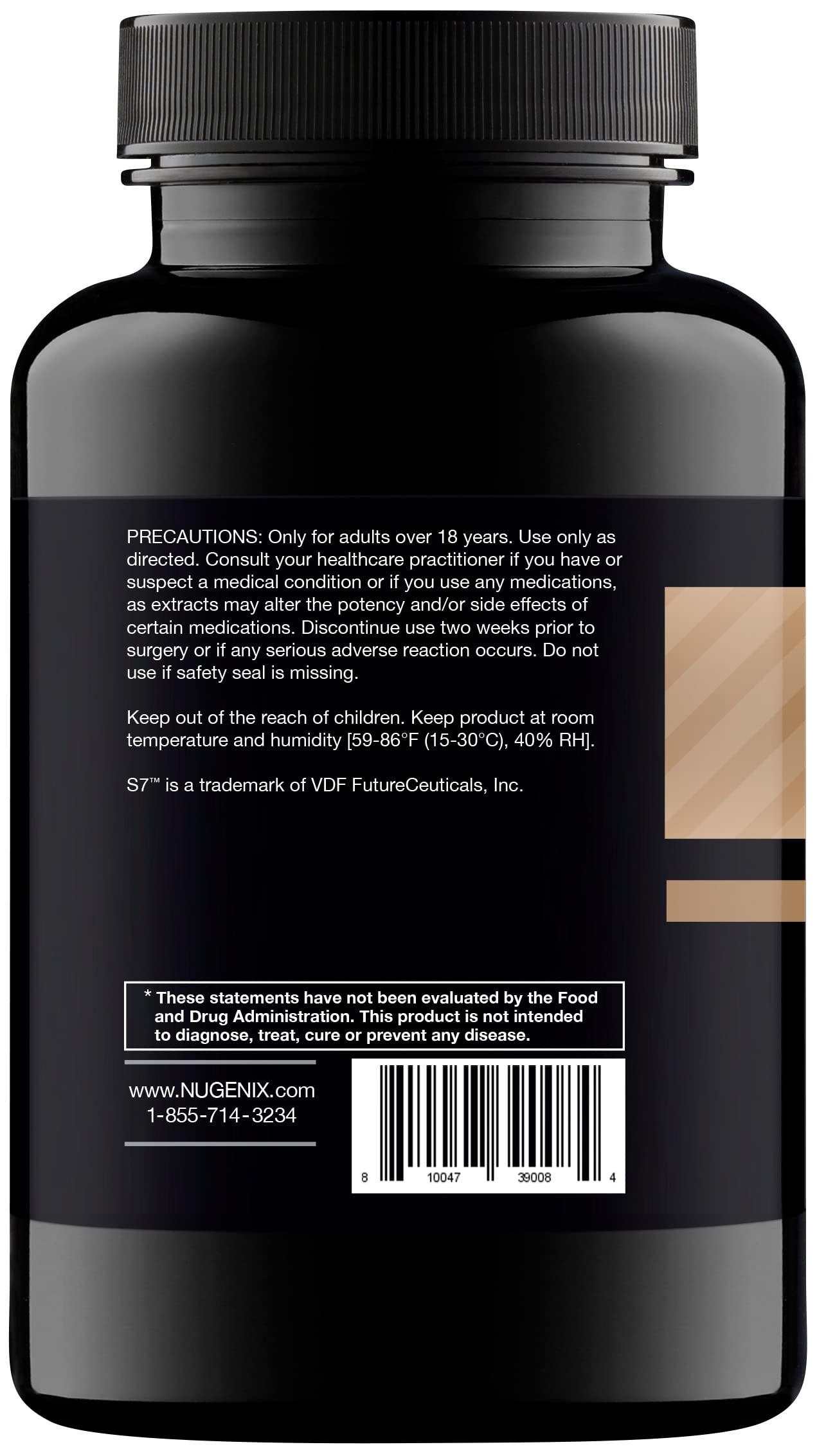 Nugenix Nitric Oxide, etiqueta frontal destacando ingredientes clave