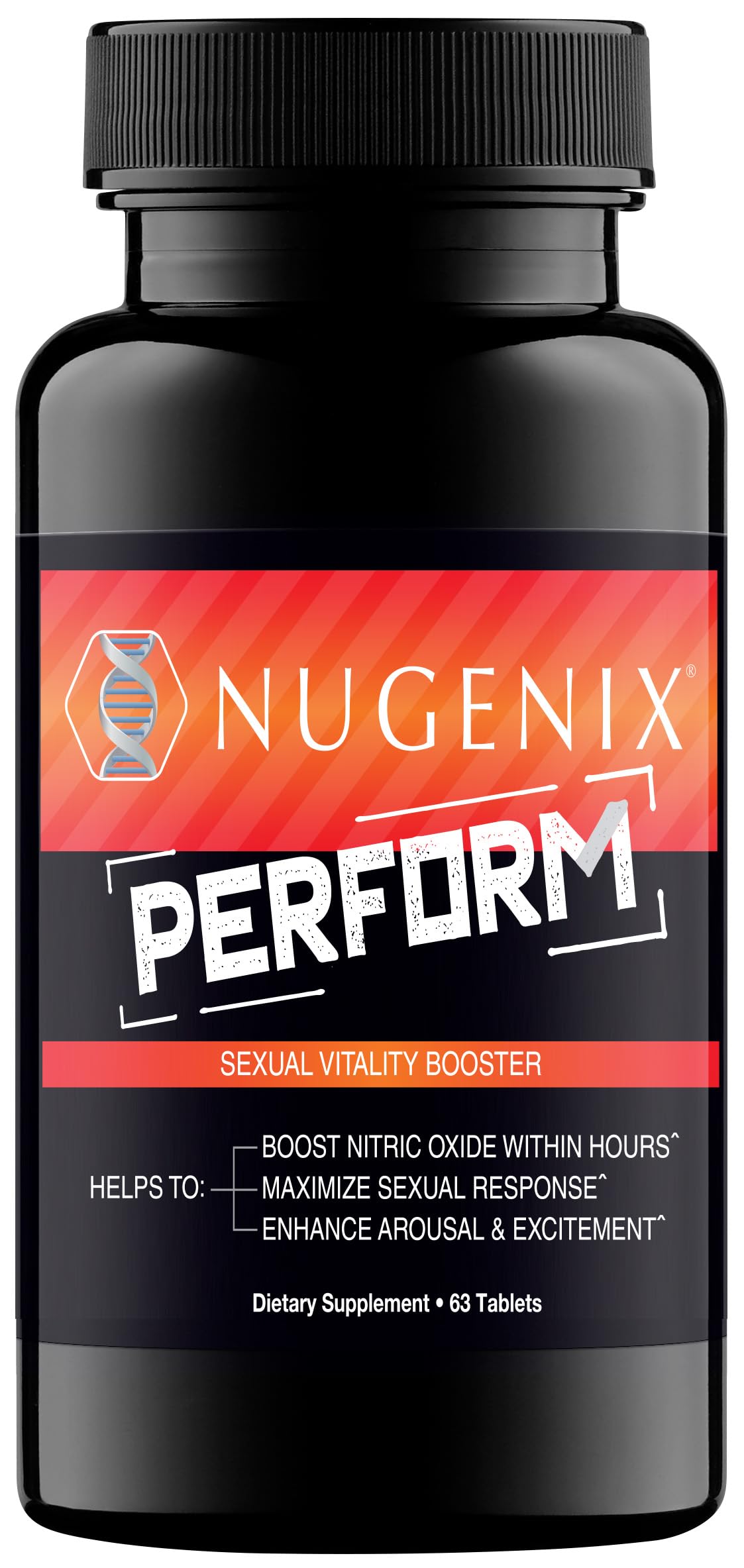 Nugenix Perform, botella visible para apoyar la vitalidad diaria.