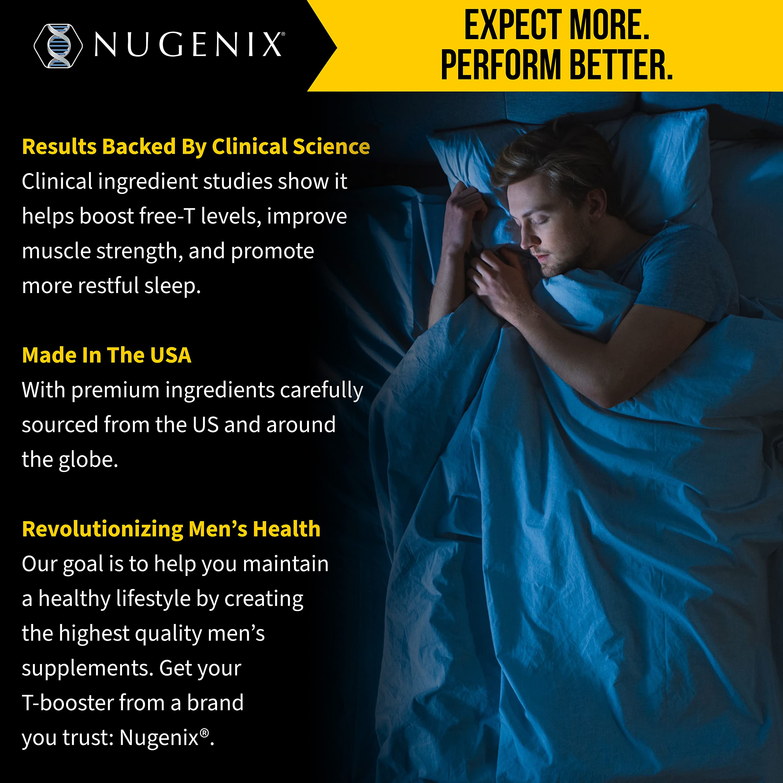 Nugenix PM ZMA, ambiente de dormitorio relajante, mejora la experiencia nocturna.