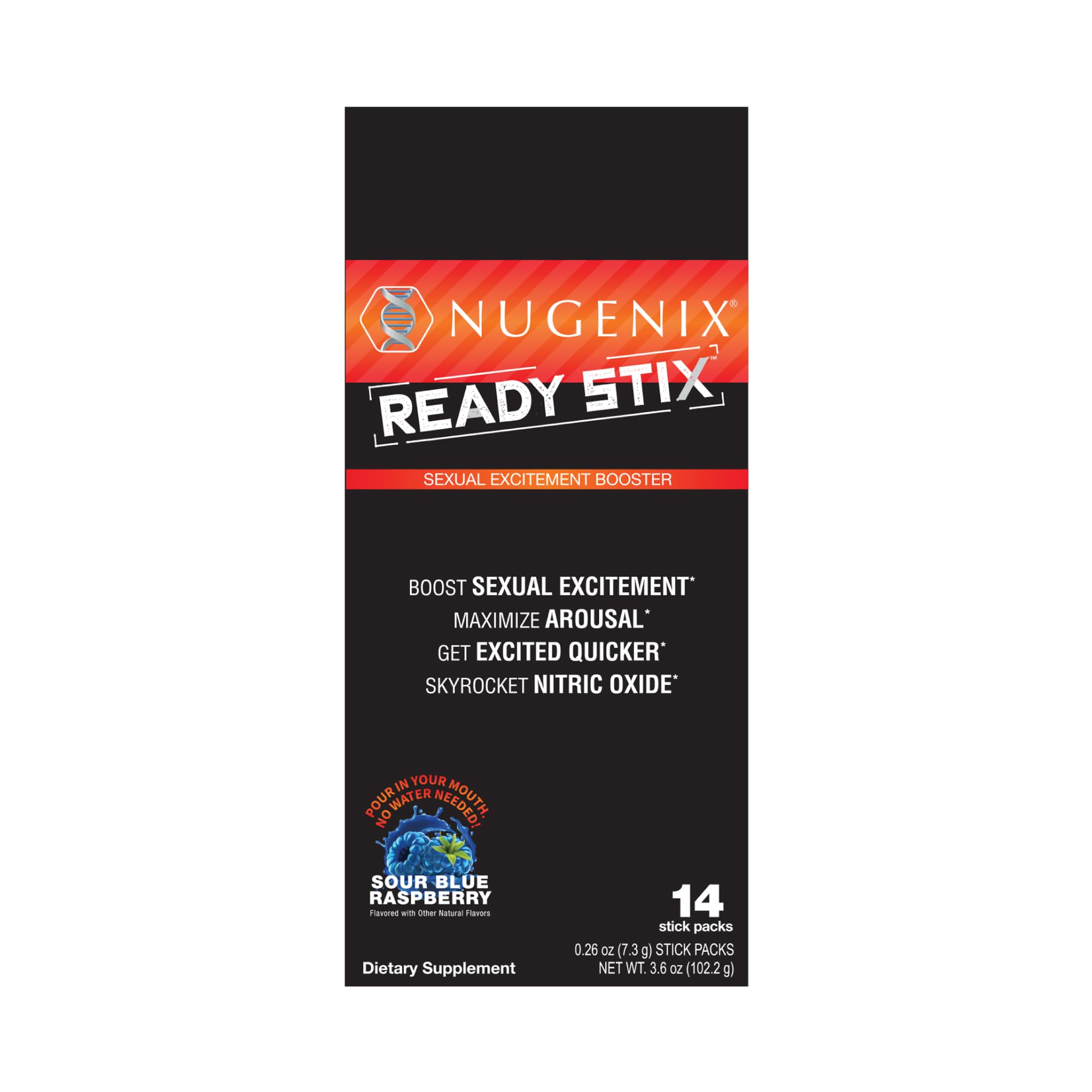 Nugenix Ready Stix con empaque compacto para uso diario.