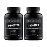 Nugenix T Booster, botella visible para energía diaria y rendimiento.