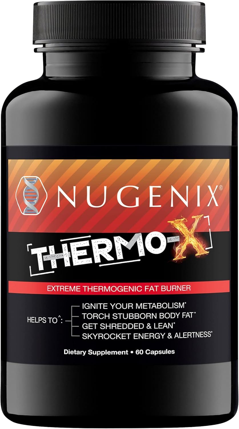 Nugenix Thermo-X, botella frontal, potencia energía para entrenos diarios.