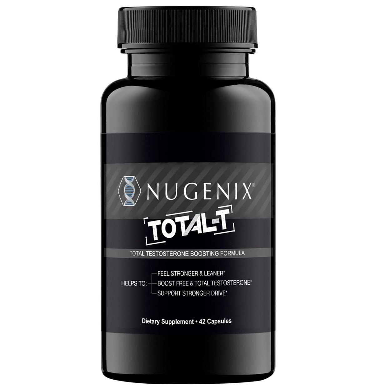 Nugenix Total-T cápsulas en primer plano para apoyar energía y rendimiento diario.