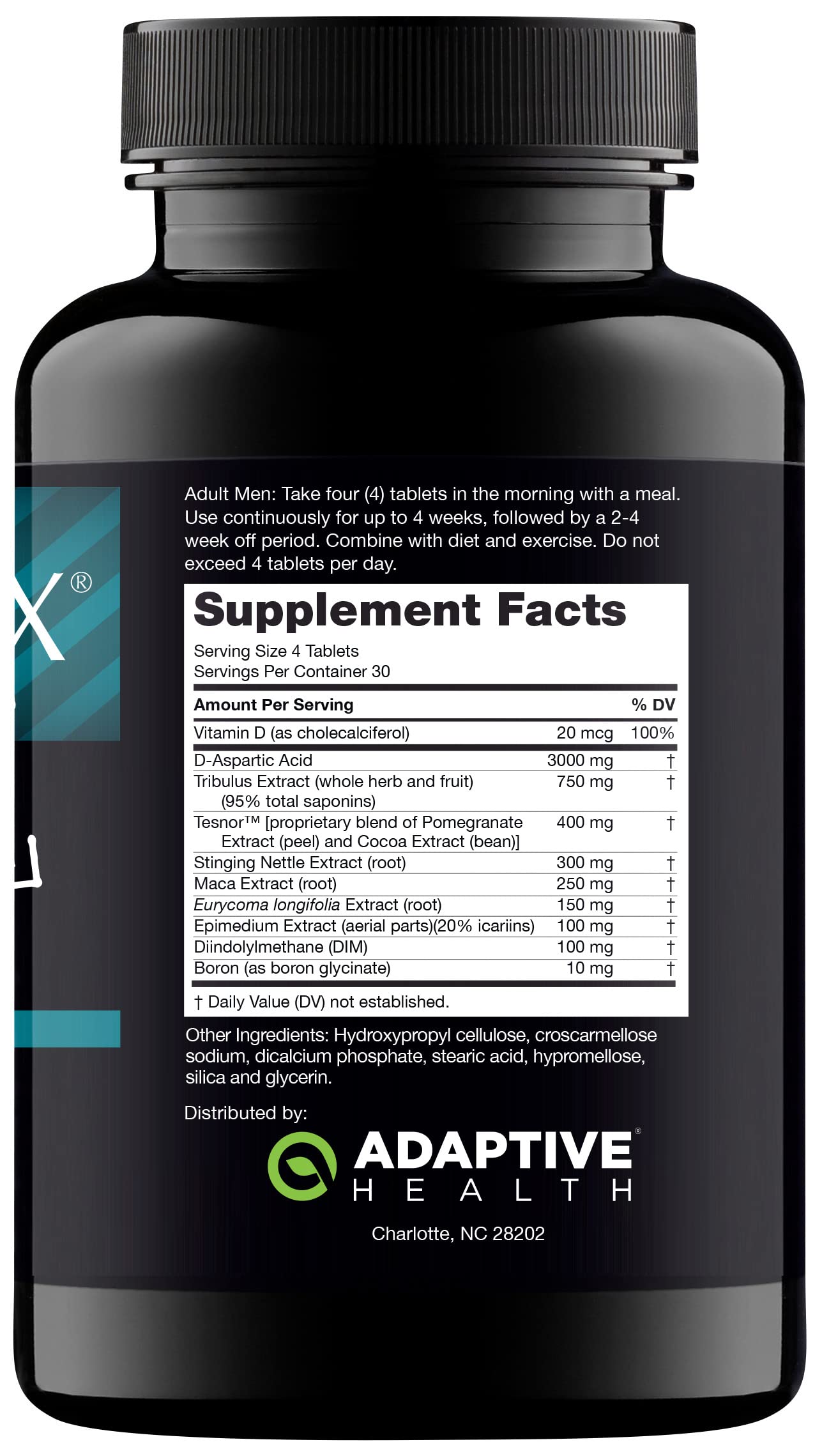 Nugenix Total-T Ultimate, etiqueta frontal; información de ingredientes clave.