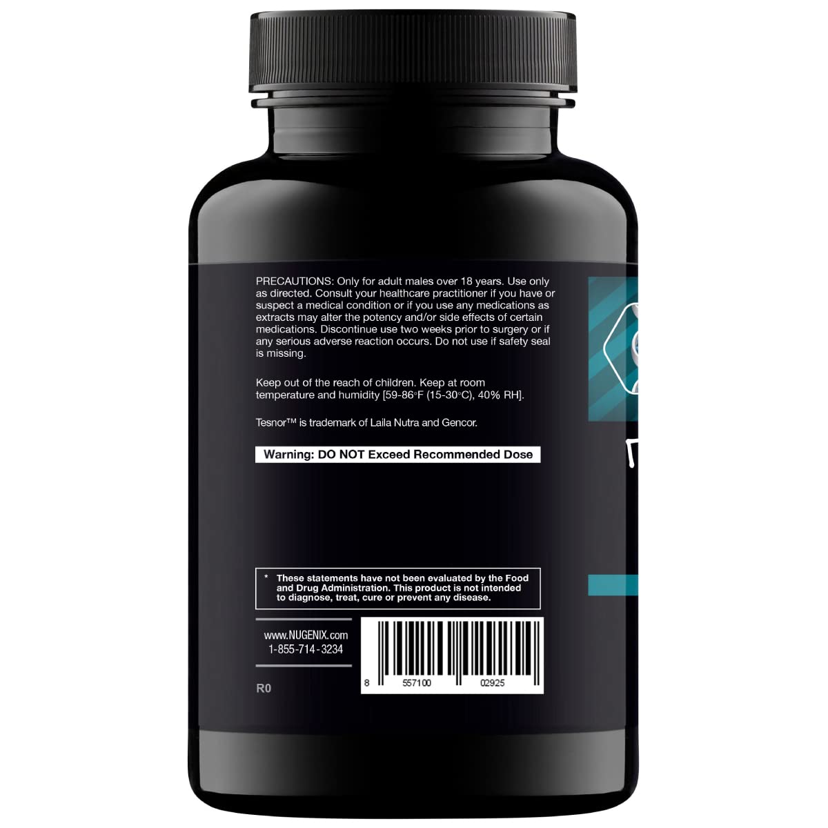 Nugenix Total-T Ultimate, tabletas en primer plano; dosis diaria para uso recomendado.