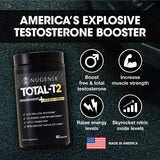Nugenix Total-T2 botella espalda mostrando la etiqueta