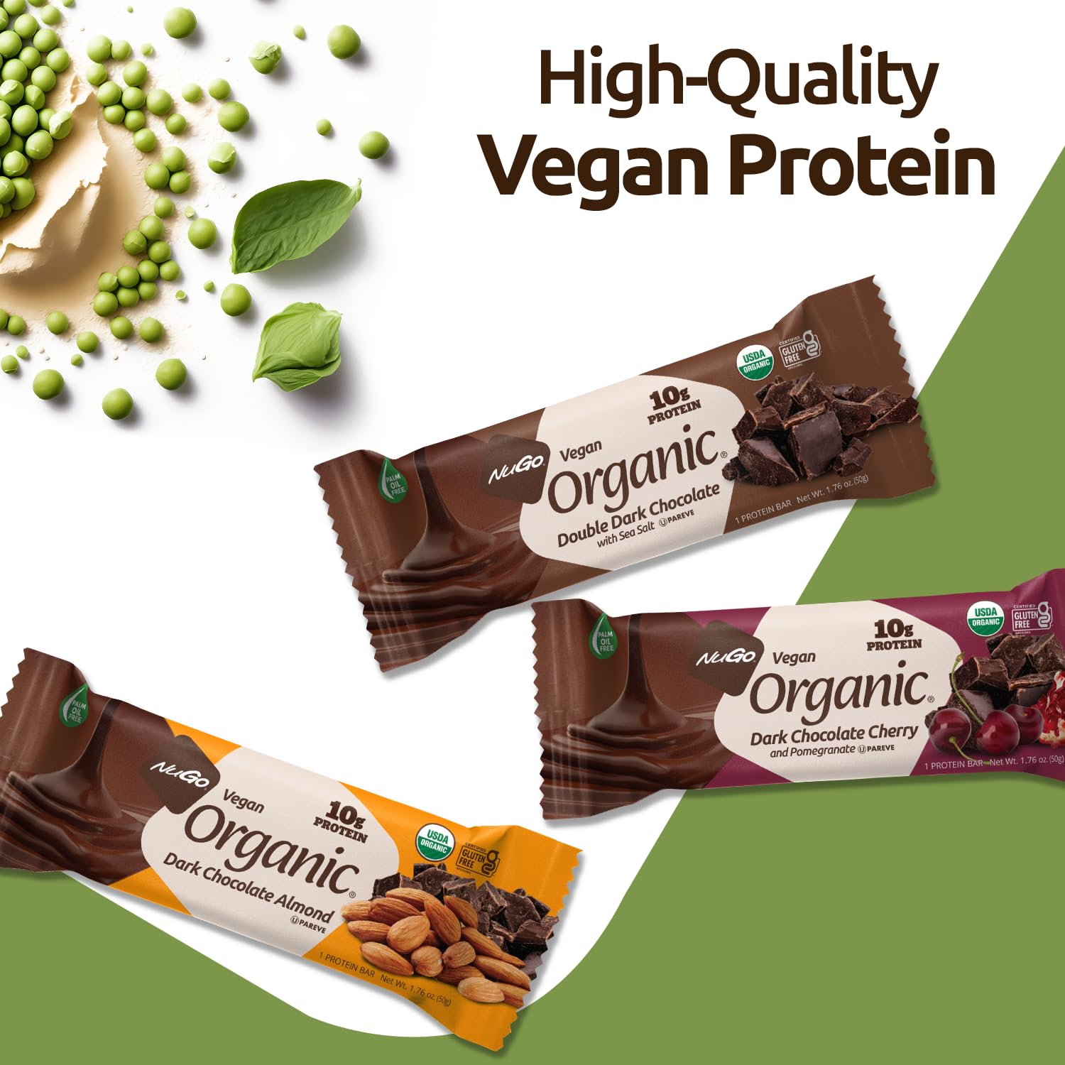 Barra NuGo Organic en mano, snack gluten free para pausa laboral
