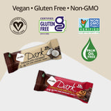 Etiqueta vegana de NuGo Dark Chocolate Mint Bar, snack apto para dietas basadas en plantas