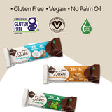 NuGo Slim barras empacadas en estuche, convenientes para llevar.