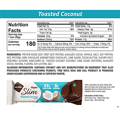 NuGo Slim proteina vegetal con coco tostado, alternativa vegana para saciar
