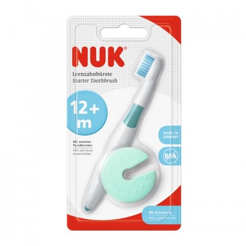 NUK cepillo aprendizaje, cabeza redonda y cerdas suaves protegen encías sensibles