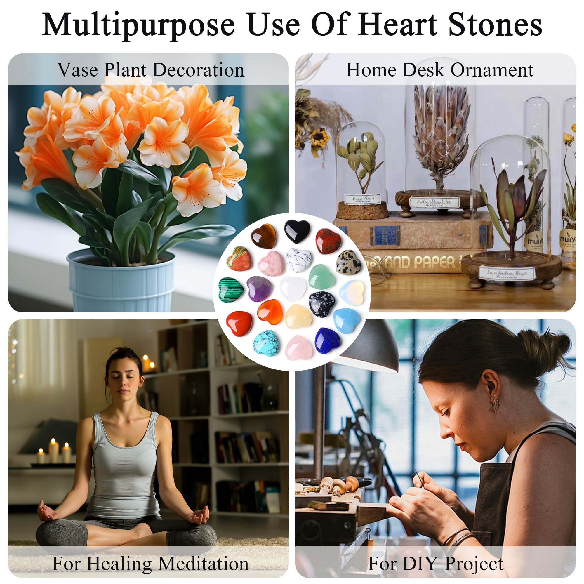 NUKAYAI Corazón multicolor, colección variada para decoración y energía positiva