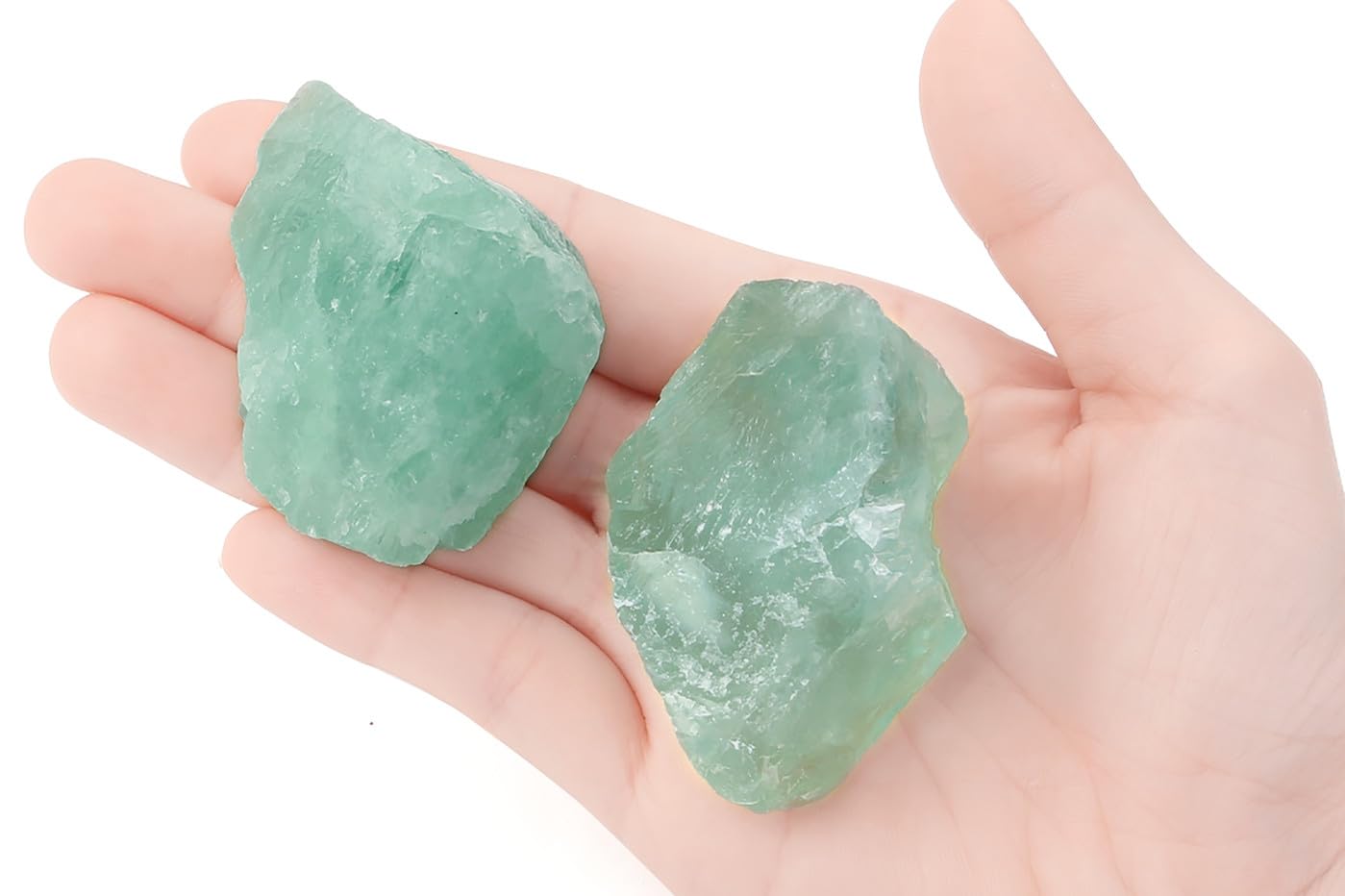 NUKAYAI fluorita verde cruda, pieza 2 para colección y meditaciones calmantes.