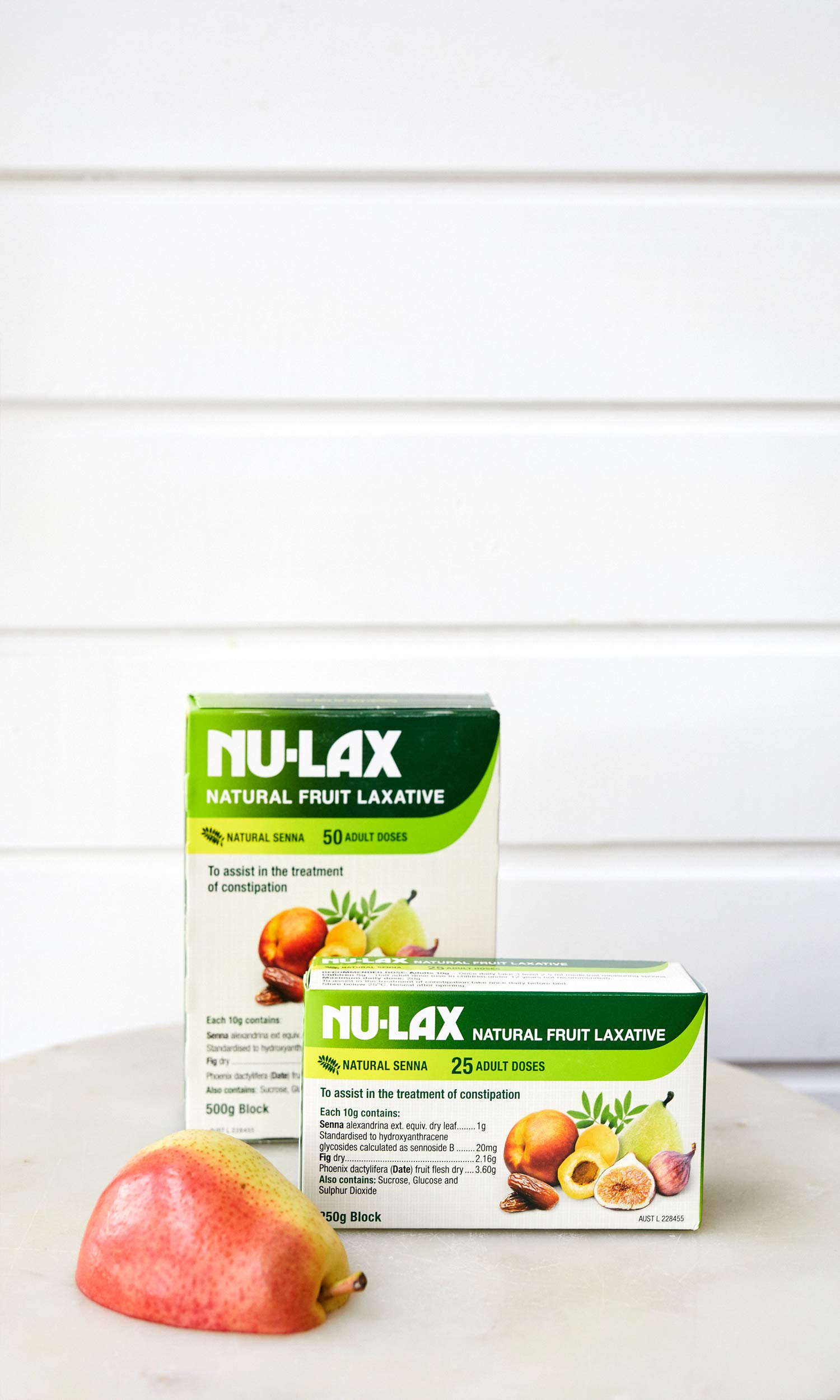 Nulax envase-sostenible: bloque de frutas para rutina diaria.