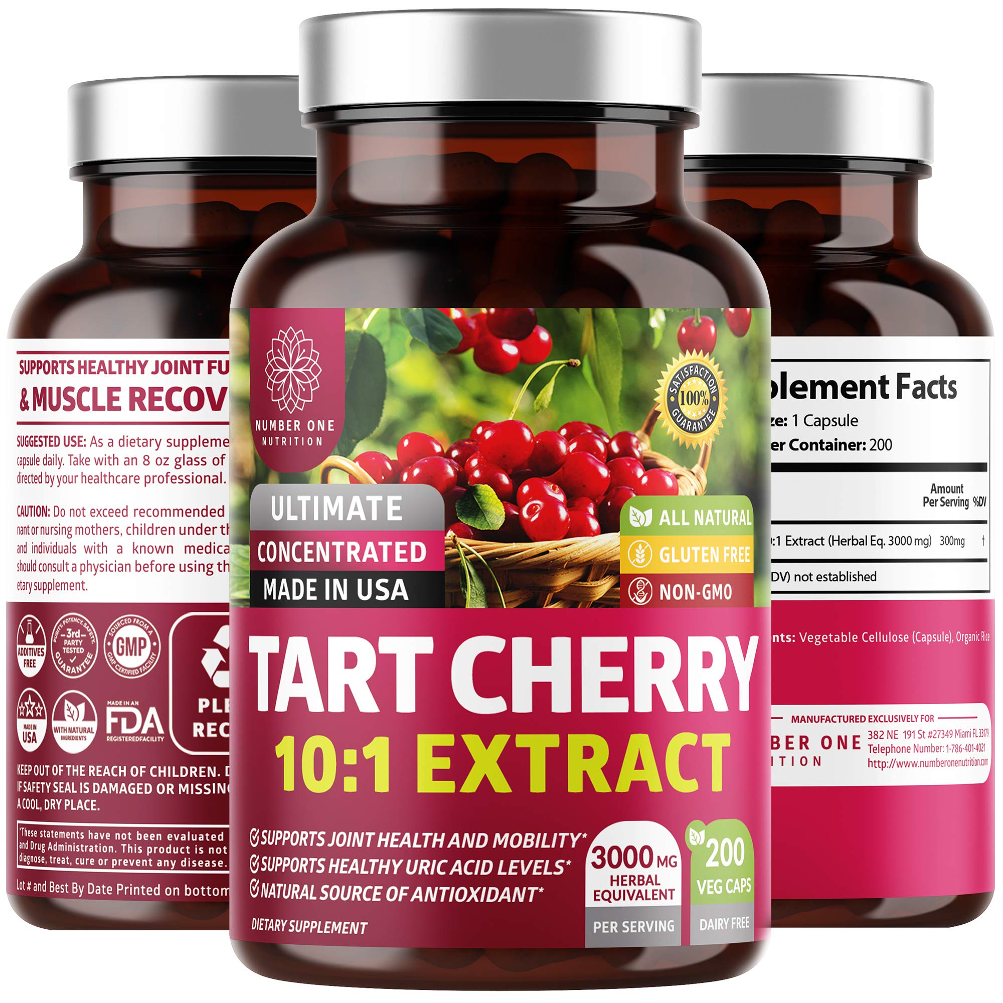 N1N extracto de cereza tart en botella para bienestar diario.