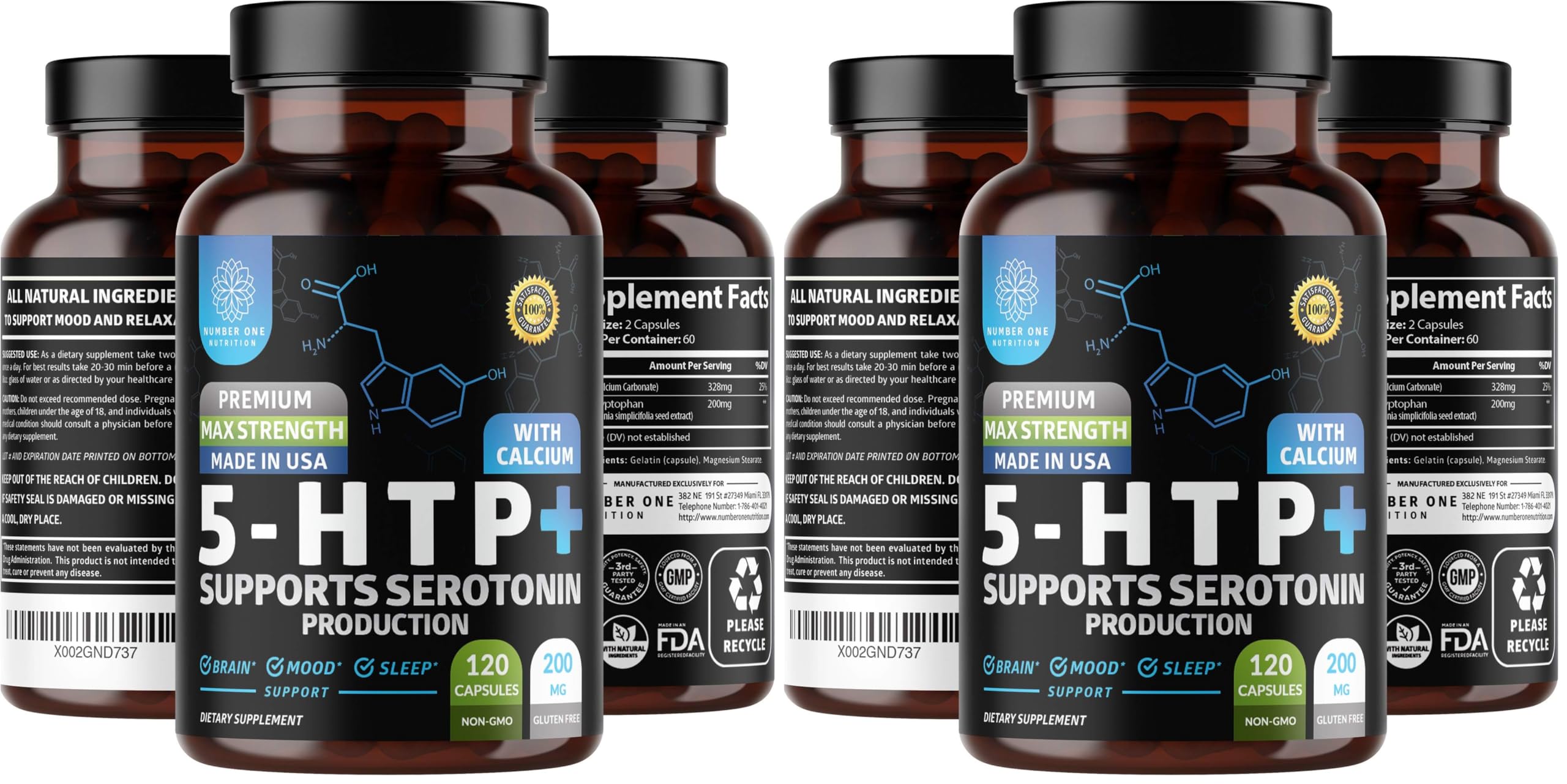 N1N Premium 5-HTP en bote, cápsulas para el bienestar diario.