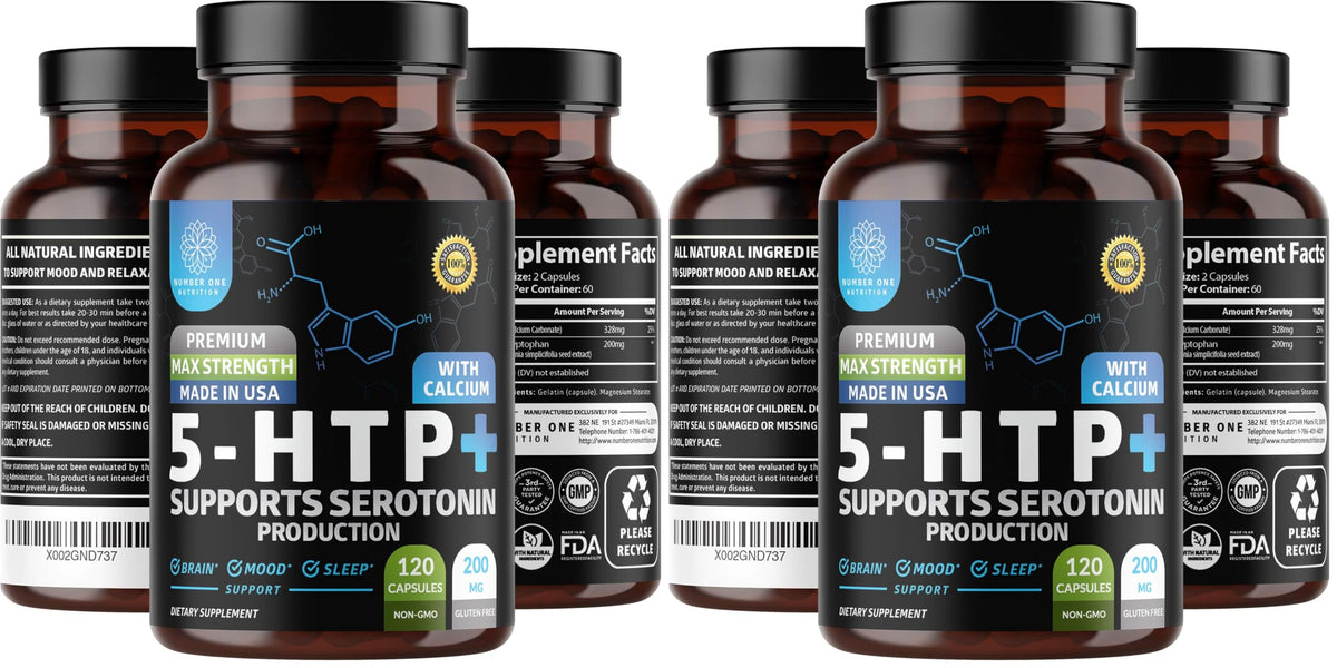 N1N Premium 5-HTP en bote, cápsulas para el bienestar diario.