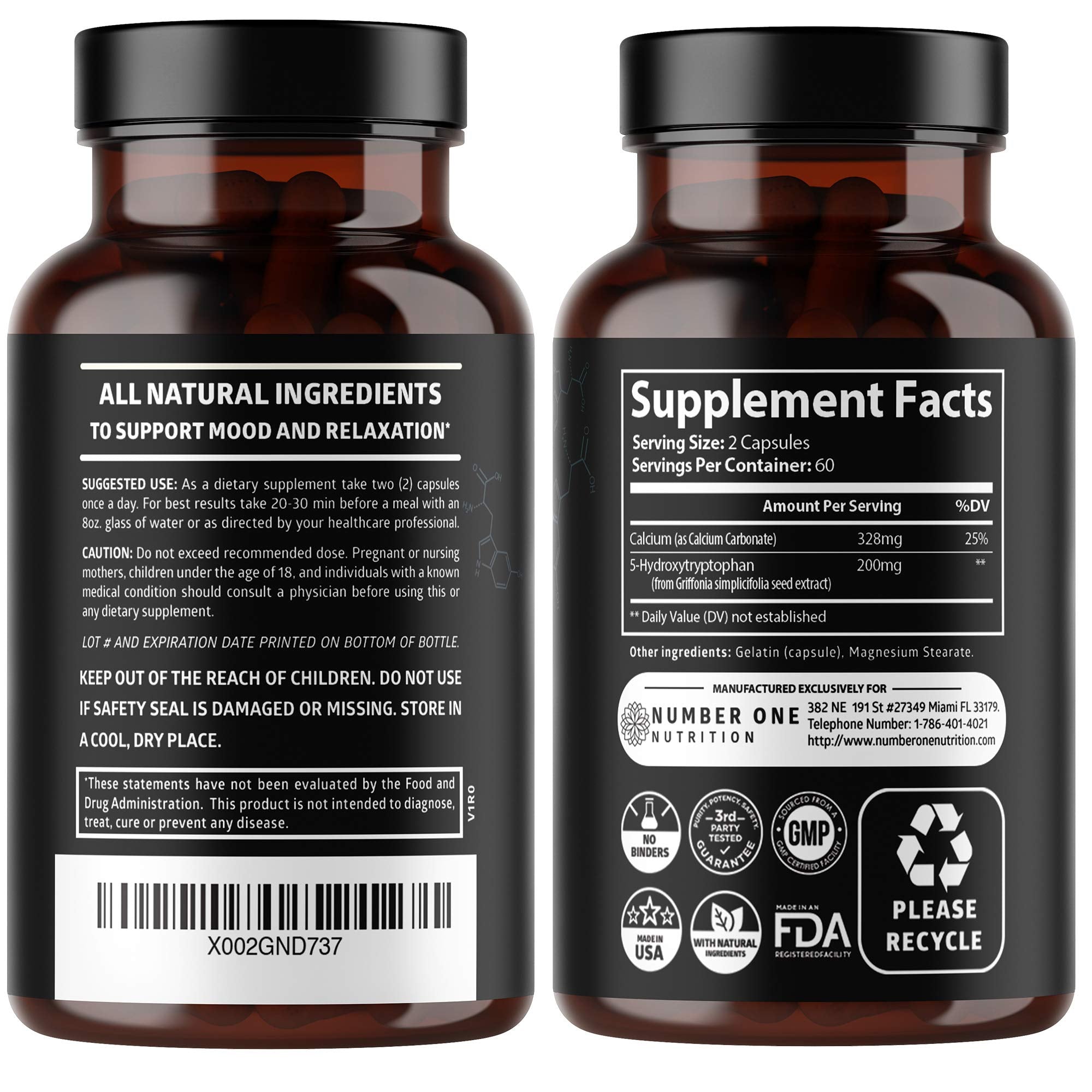 N1N Premium 5-HTP cápsulas en envase práctico para el día.