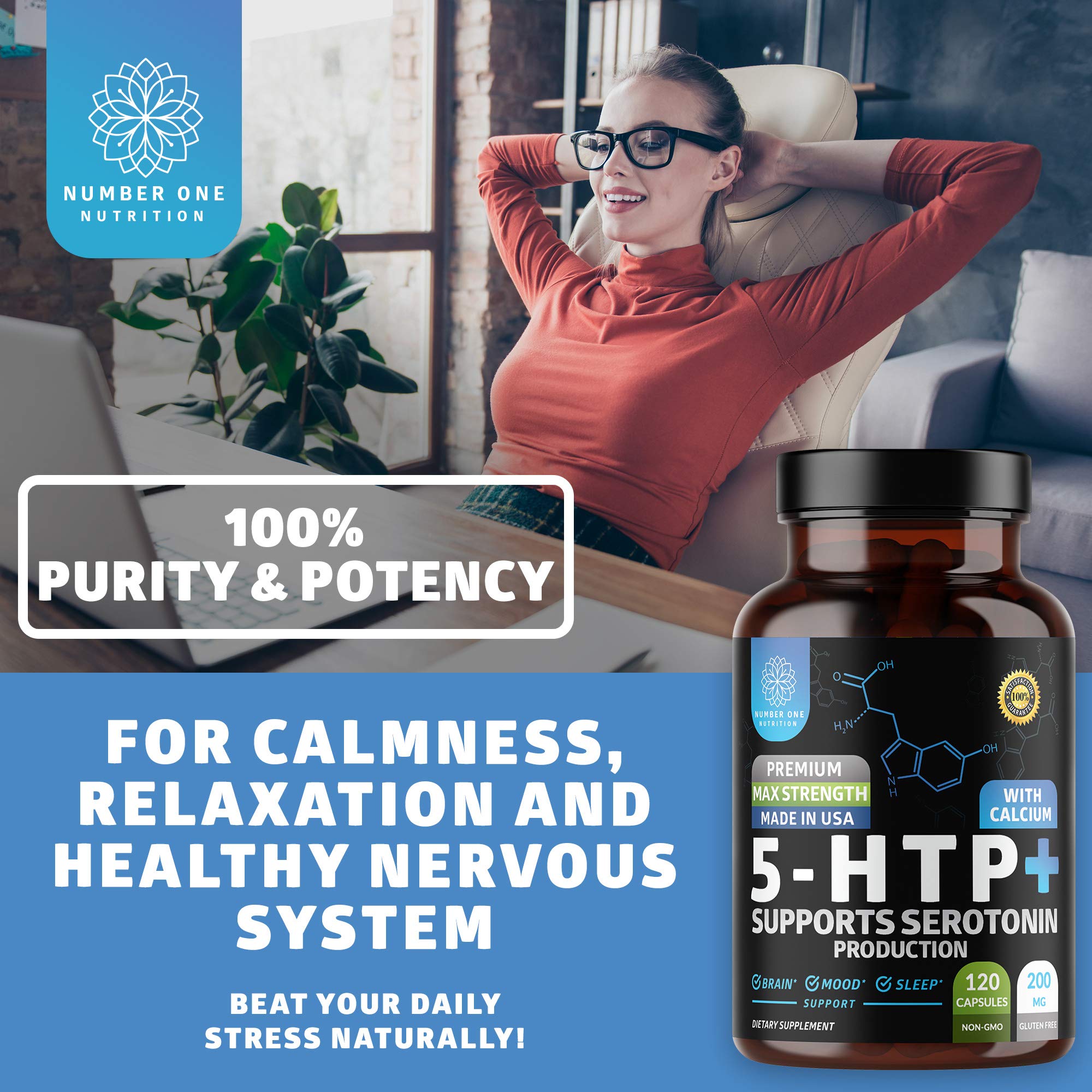 N1N Premium 5-HTP etiqueta con información clara del producto.