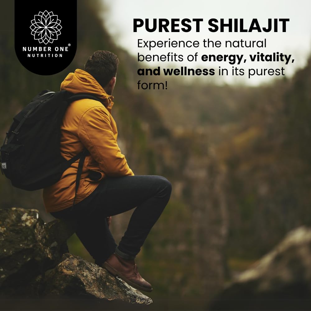 Number One Nutrition Shilajit origen Himalaya, proceso sin solventes.