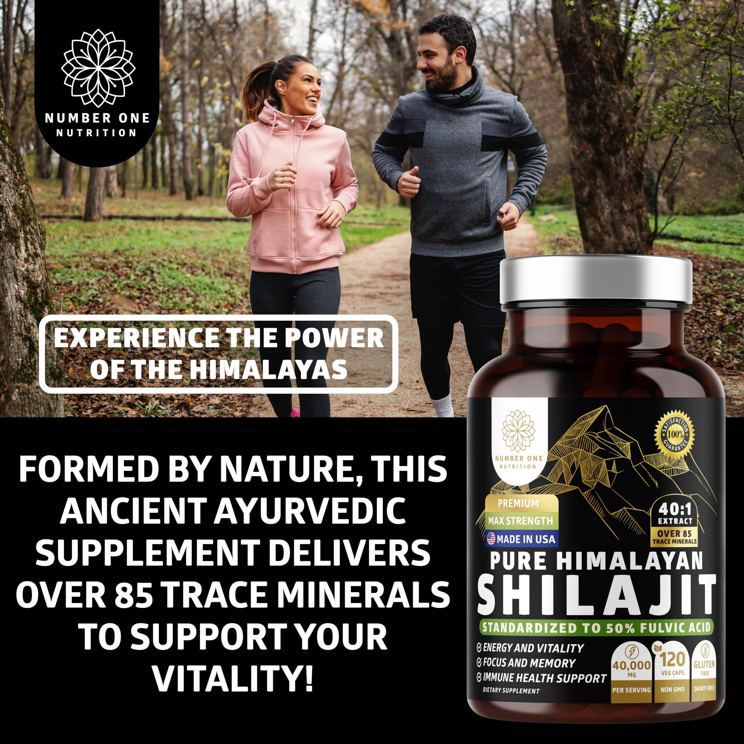 Number One Nutrition Shilajit con más de 85 minerales trazas para nutrición diaria.