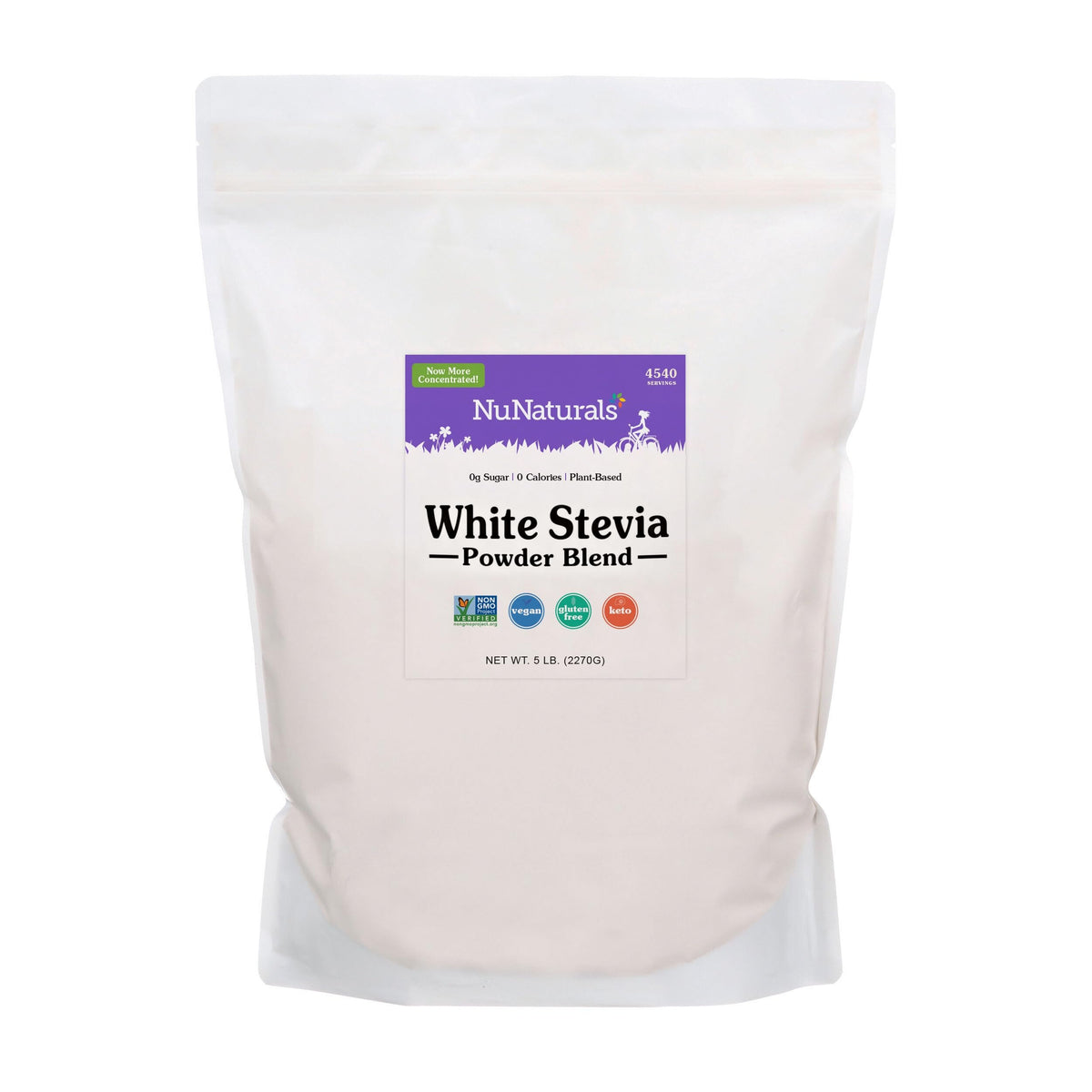 NuNaturals polvo blanco de stevia para endulzar té y café sin calorías