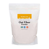 NuNaturals fibra de avena polvo en envase, ideal para batidos y tablas de mezcla.