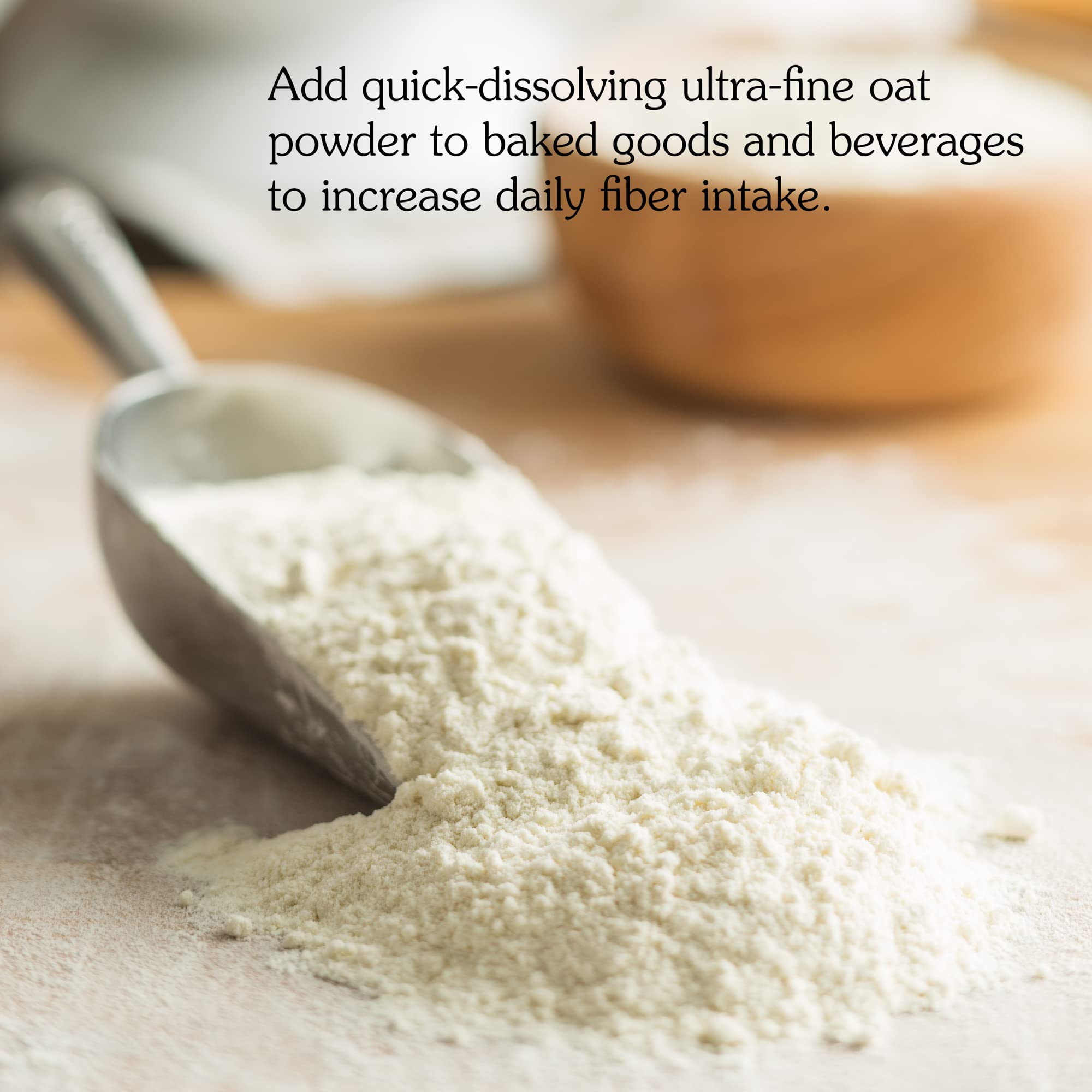 NuNaturals fibra de avena polvo para mezclar con especias y sabores.