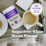 NuNaturals Stevia en polvo blanca, disolución rápida para bebidas frías o calientes