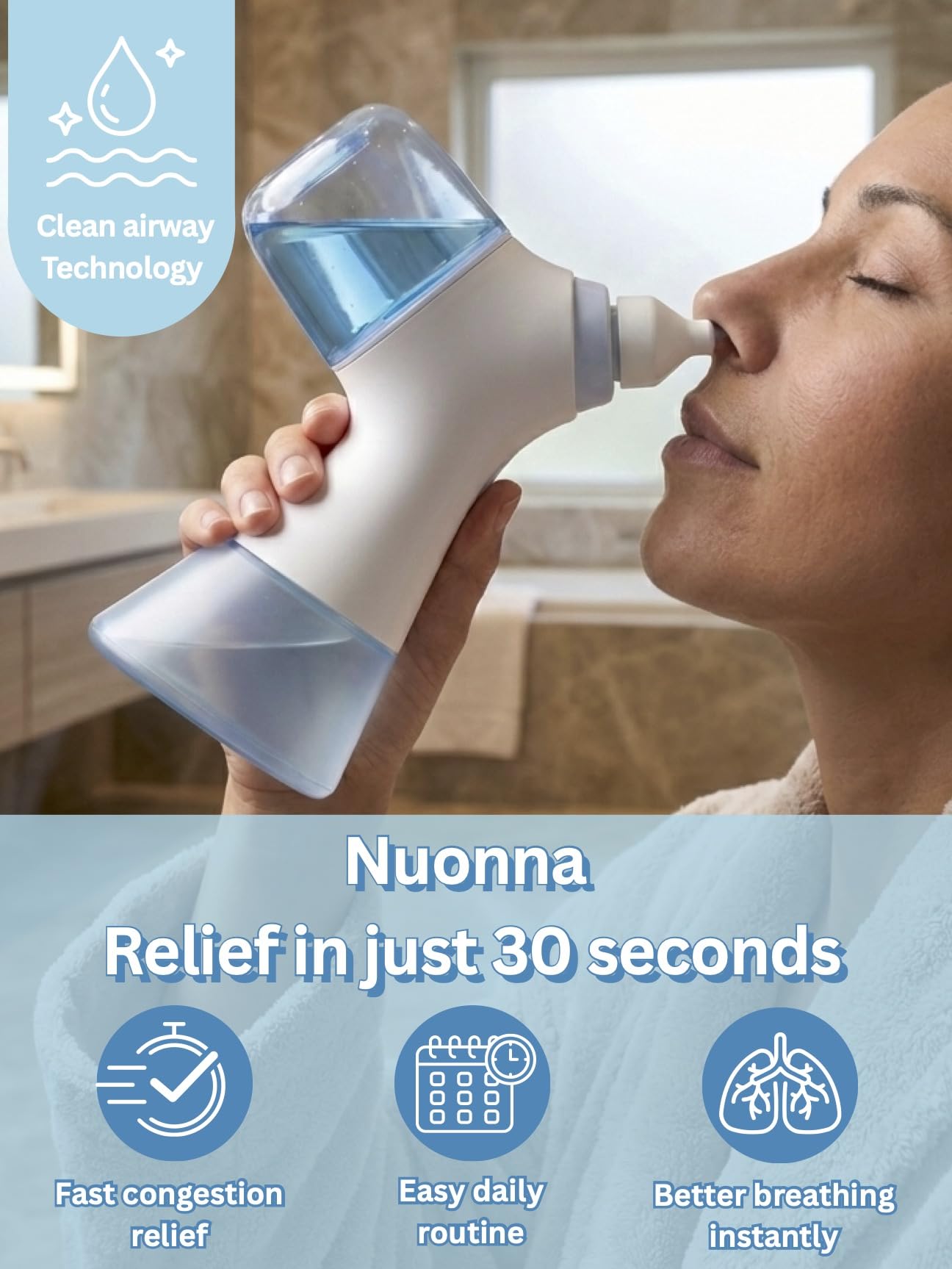 NUONNA 30 cápsulas de sal para enjuague nasal