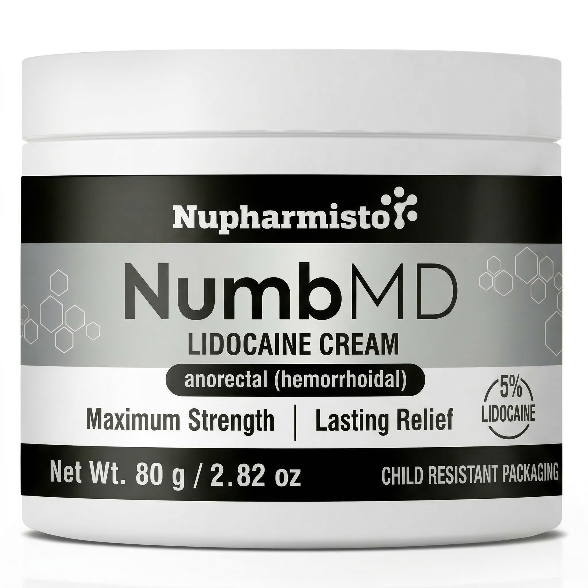 Nupharmisto crema anestésica en pote, alivio prolongado para la piel.