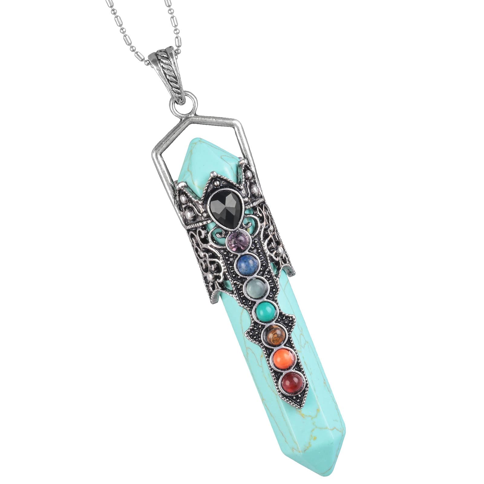 Collar Nupuyai con punta de cristal hexagonal, diseño elegante para uso diario.