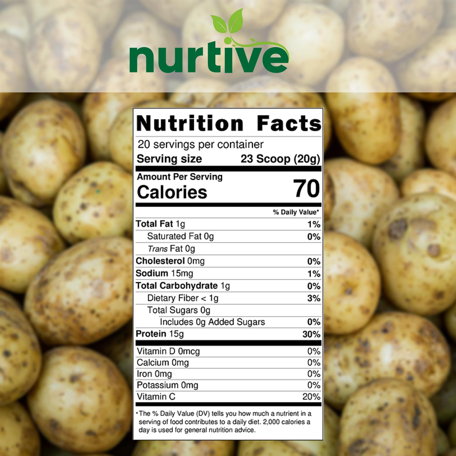 NURTIVE cuchara medidora para añadir proteína de patata a batidos