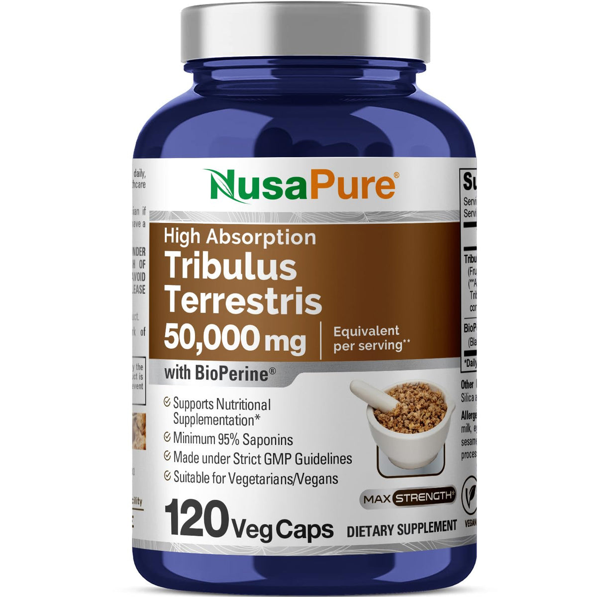 NusaPure Tribulus 50:1 en cápsulas vegetales para uso diario