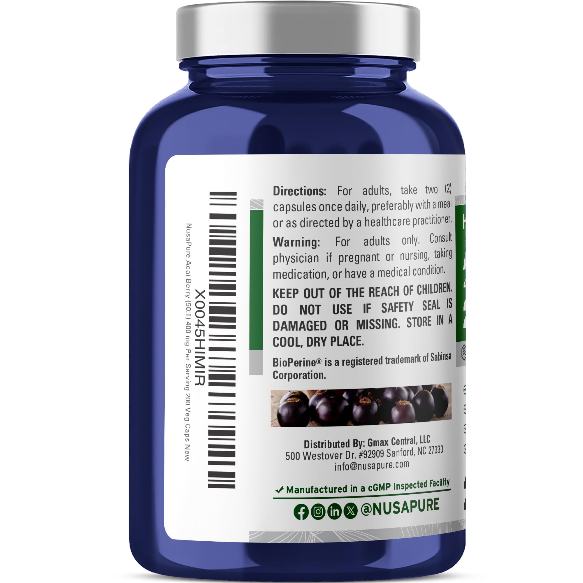 NusaPure Acai 50:1 fruta amazonica, fuente natural de polifenoles para energía.
