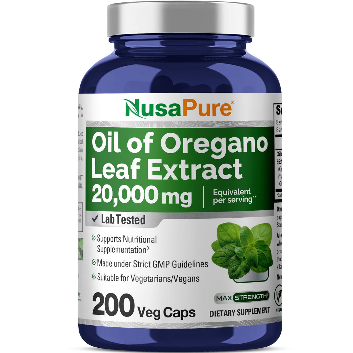 NusaPure aceite de oregano en botella, aroma natural para uso diario.