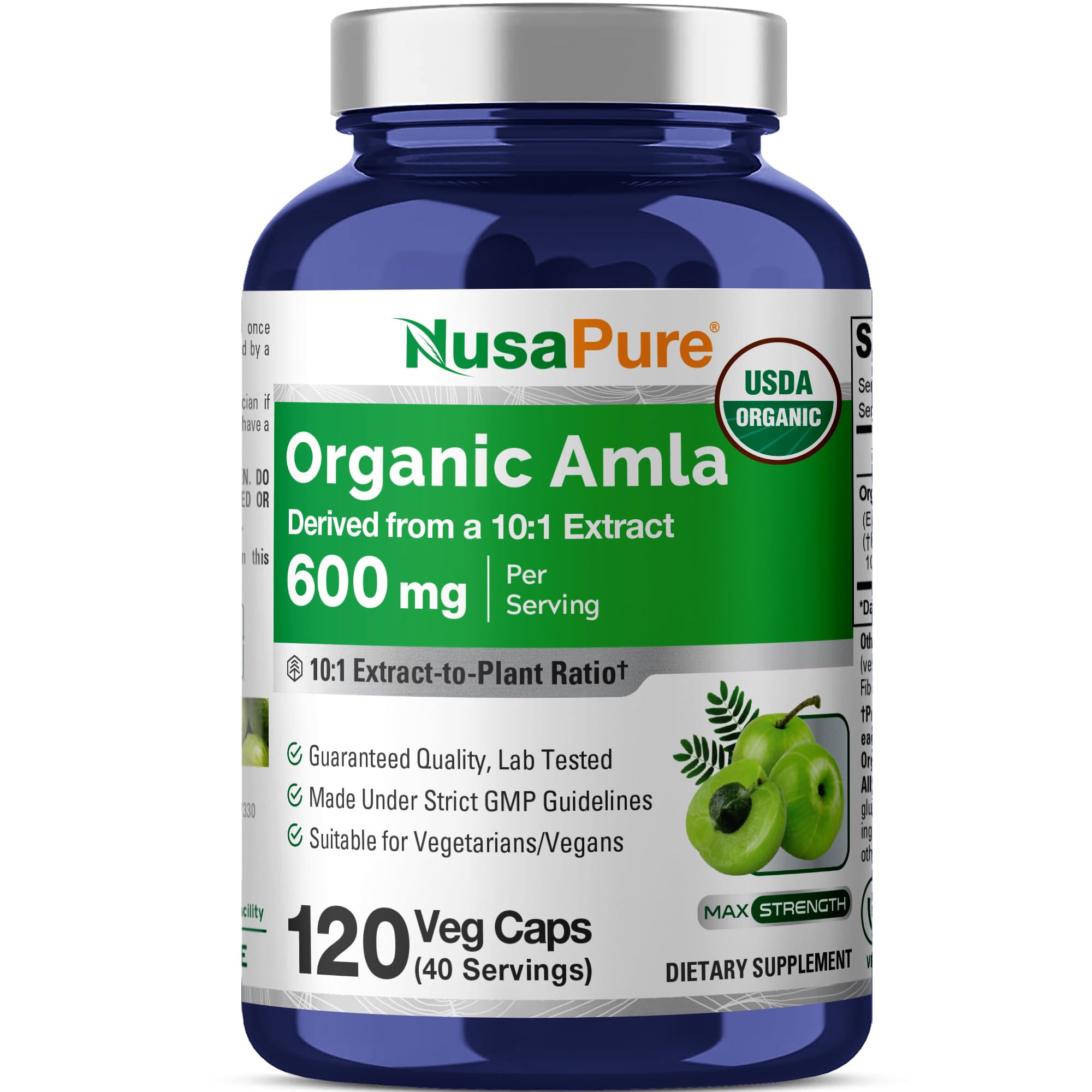 NusaPure Amla orgánico cápsulas 600 mg para uso diario