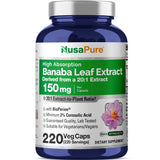 NusaPure Banaba en botella con cápsulas, conveniencia diaria.
