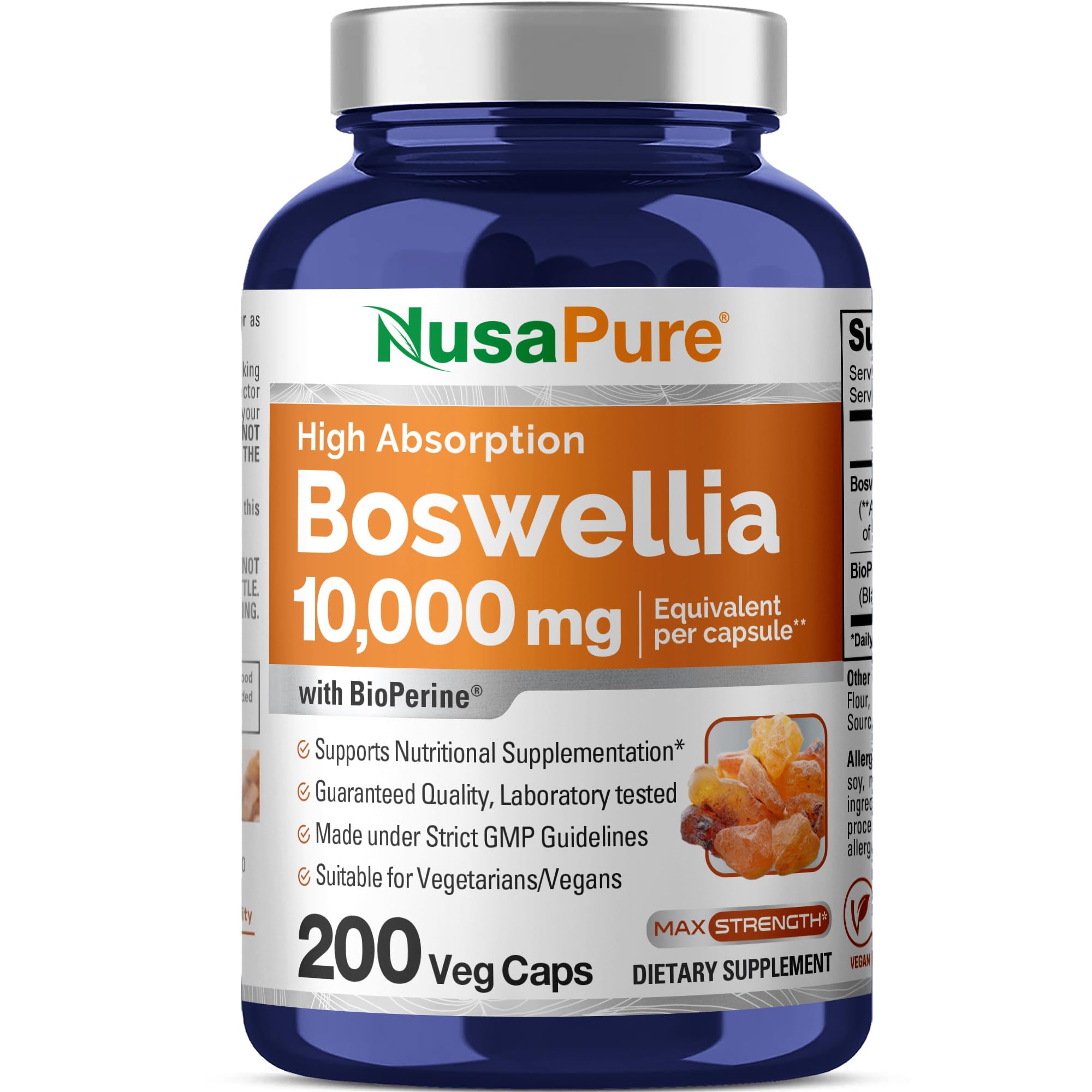NusaPure Boswellia Serrata cápsulas para uso diario y absorción suave.