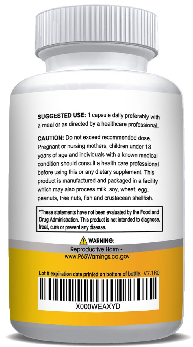 NusaPure botella de curcuma 600 mg vista trasera de ingredientes
