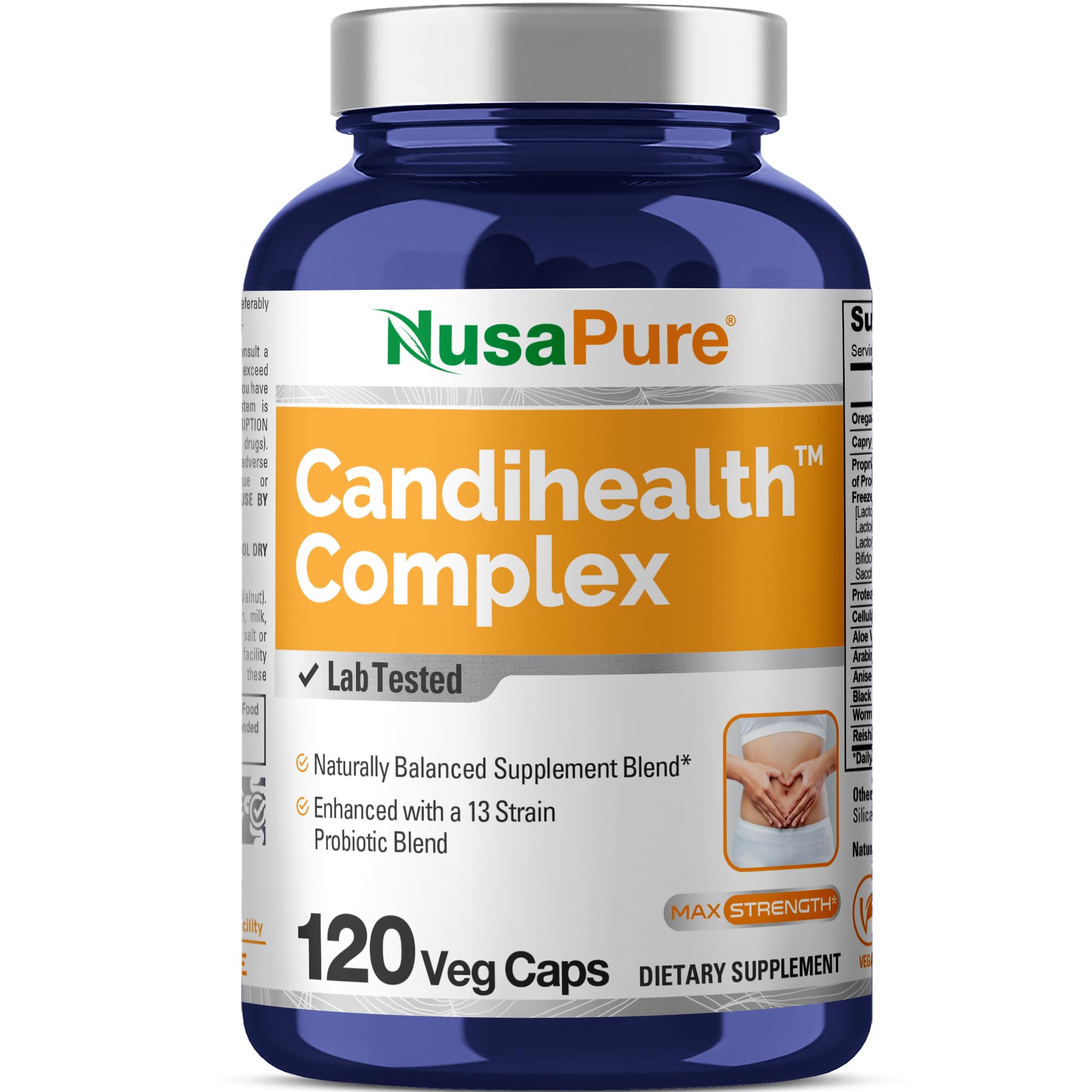 NusaPure CandiHealth Complex, bote de 120 cápsulas para suministro de 60 días.