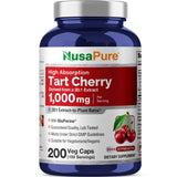 NusaPure Cápsulas de Cereza Ácida, botella frontal, presentación práctica.