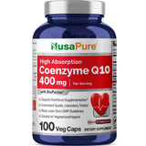 NusaPure CoQ10 400 mg en botella, ideal para uso diario
