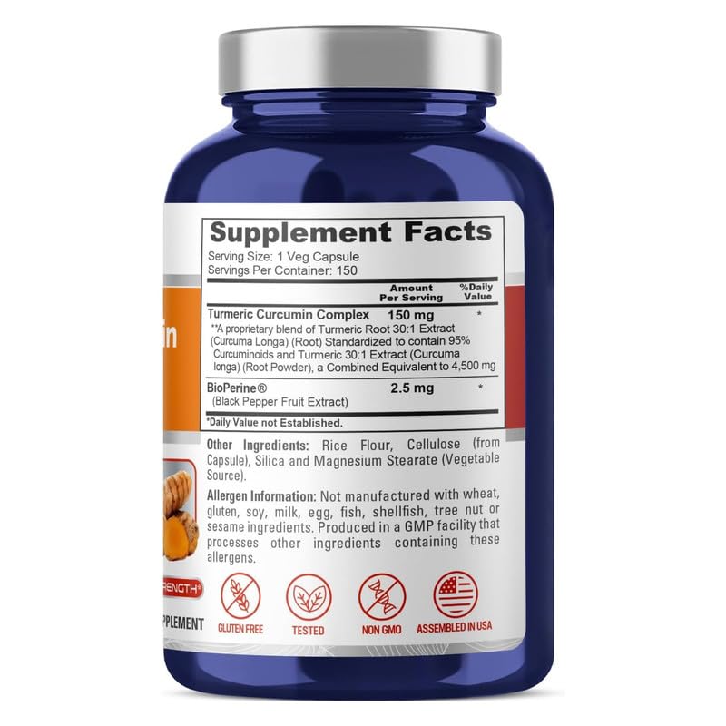 Primer plano de cápsulas de 150 mg para uso práctico de NusaPure Curcumina
