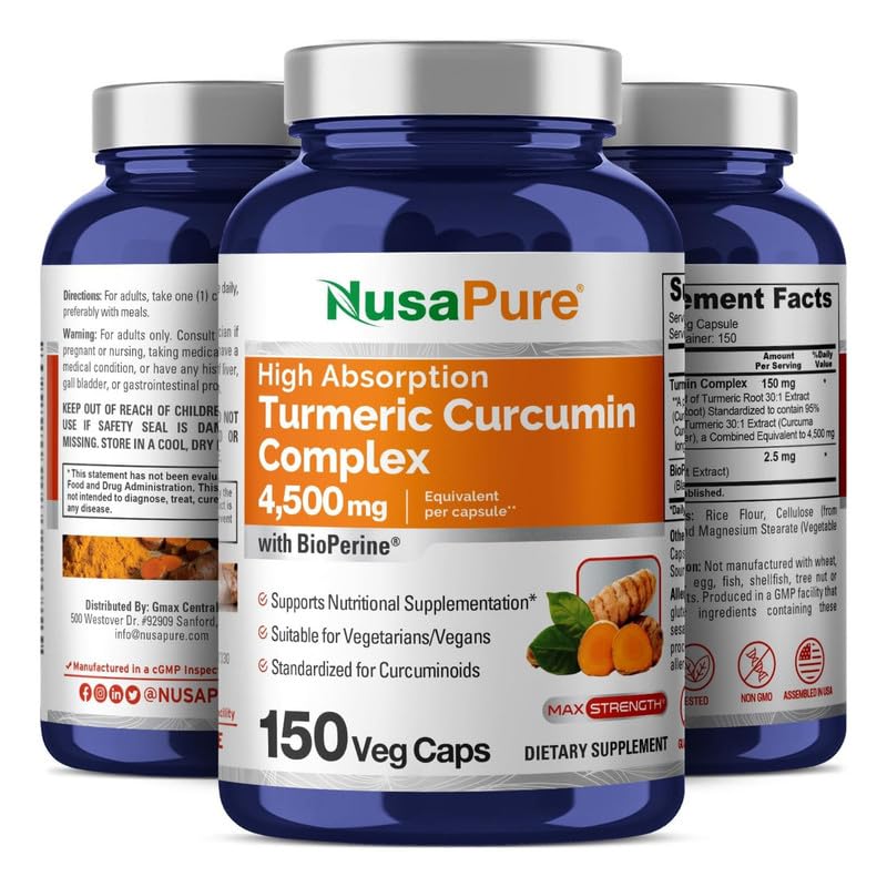 Cápsulas vegetales de NusaPure Curcumina para dieta sin gluten