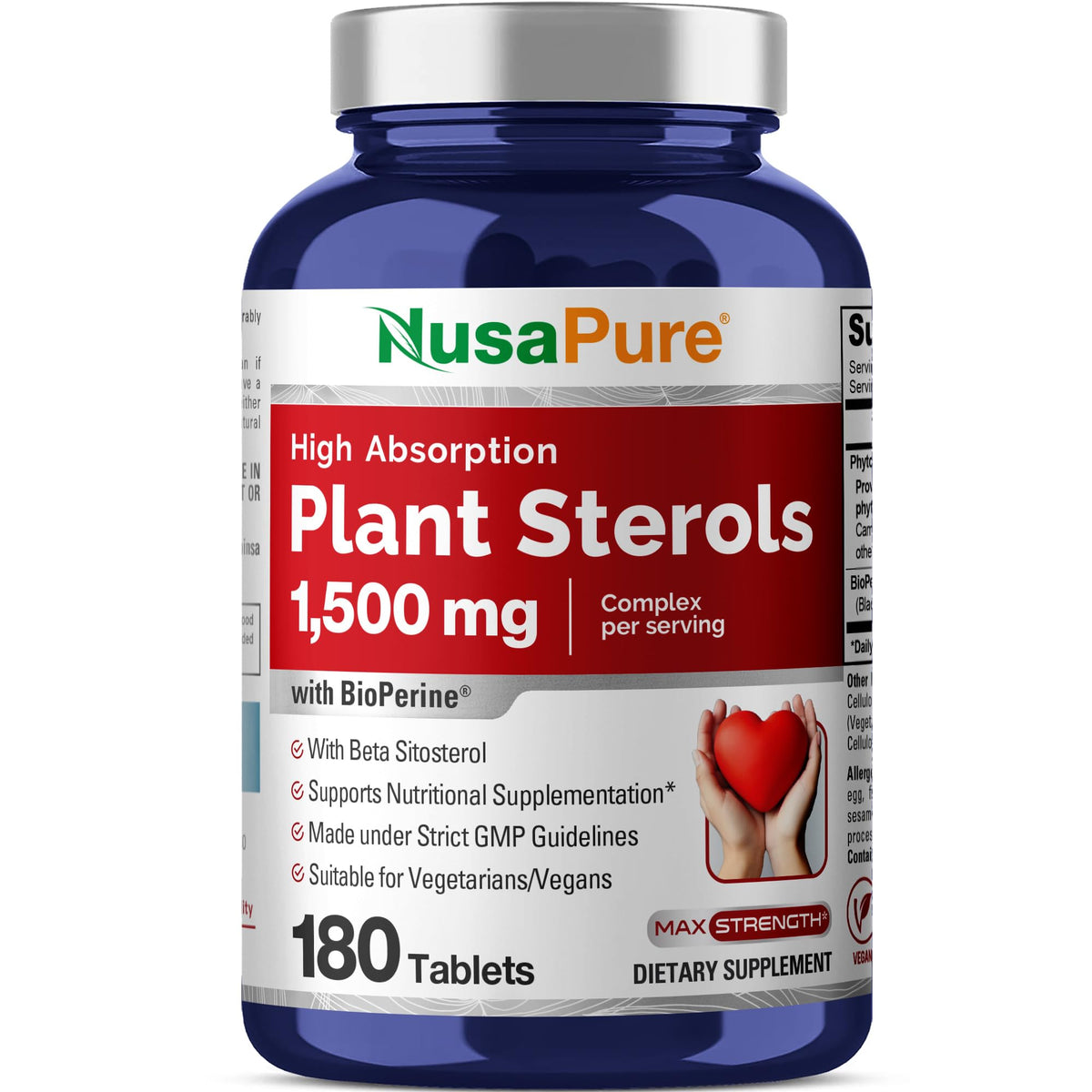 NusaPure Esteroles de Planta, botella frontal, posible apoyo a un estilo de vida activo.