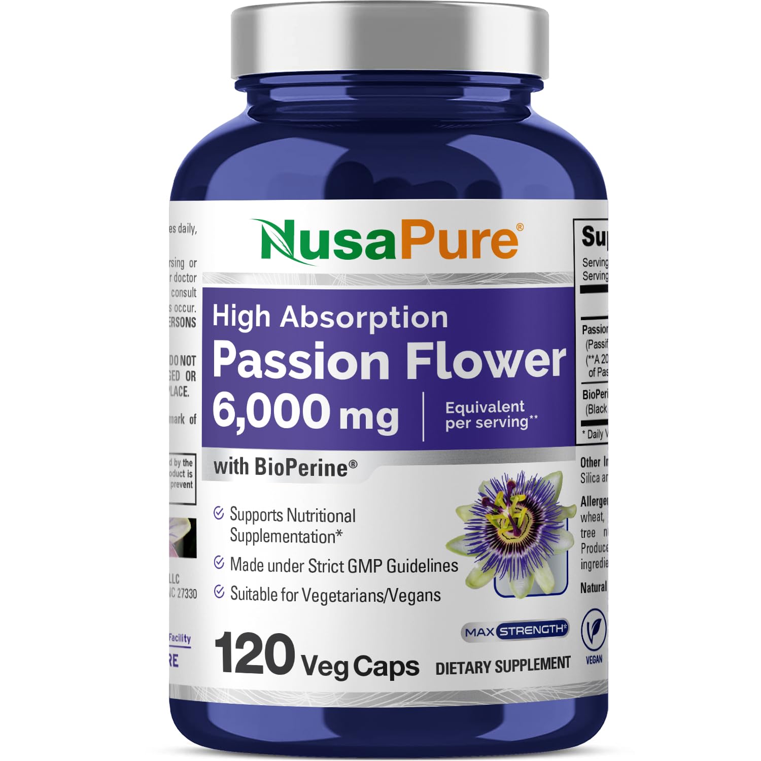 NusaPure flor de la pasión: botella con extracto 20:1 para uso diario